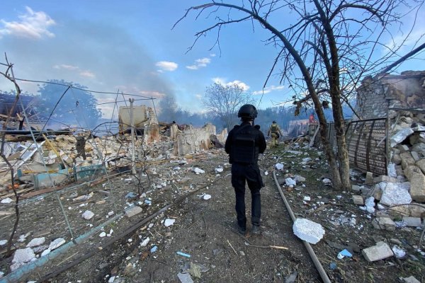 A high-explosive aerial bomb weighing one and a half tons hit a village in Kharkiv region
