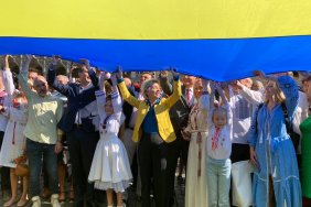 The President of the European Commission joined the unfurling of the Ukrainian flag in Brussels