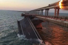 The Crimean bridge partially collapsed after the explosion