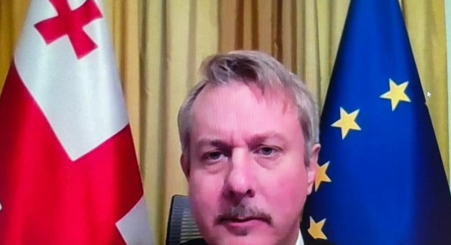 Carl Hartzell, Archil Talakvadze, and Davit Zalkaliani addressed the European University Online Winter School participants