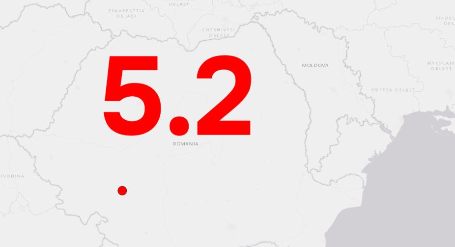 An earthquake with a magnitude of 5.2 occurred in Romania