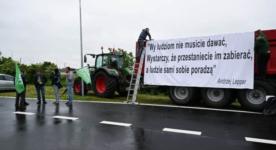 In Poland, farmers are protesting near the border with Ukraine