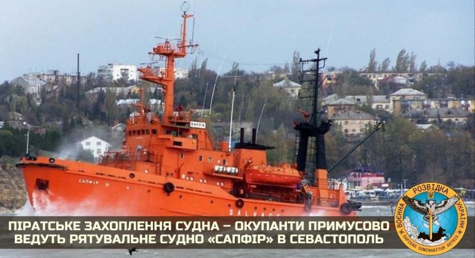 Russian occupants have pirated the salvage ship "Sapphire" and are forcibly taking it to Sevastopol - Ukrainian Defense Ministry SUR