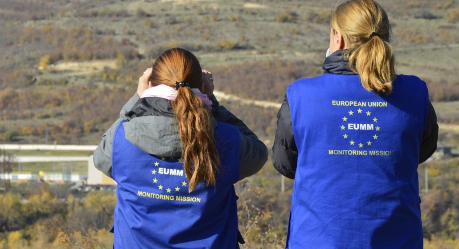 In Georgia, the Russian military fired into the air after noticing EU observers