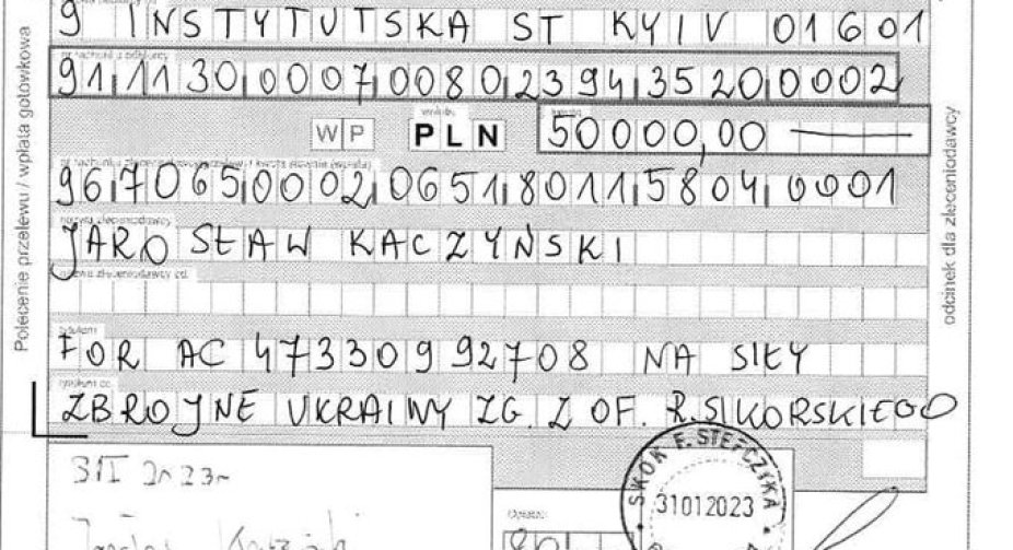 Yaroslav Kaczyński transferred money to the Ukrainian army to reconcile