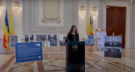 Kyiv Post journalist speaks in Romanian parliament at the opening of the exhibition