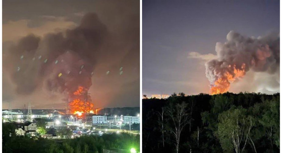 At night, a large warehouse burned near Moscow