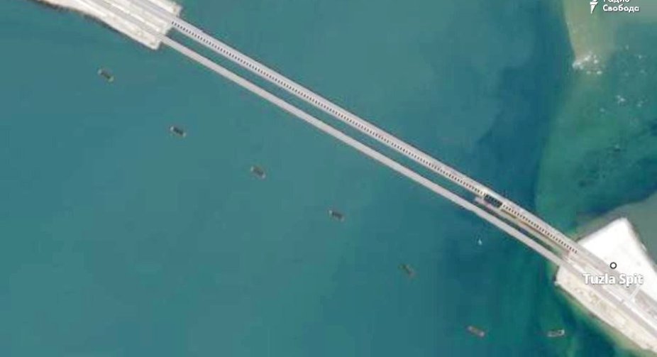 Russia has sunk boats along the Crimean bridge to protect against drones
