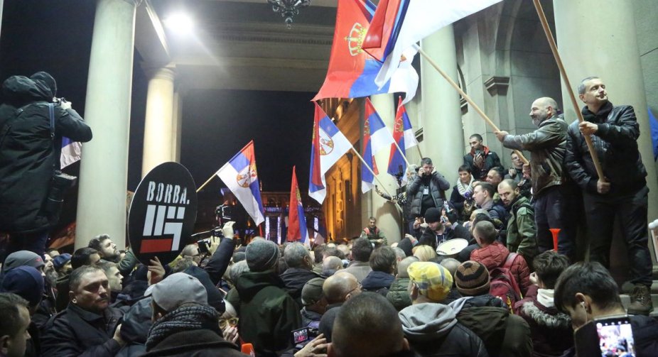 Students take part in protests against election fraud in Serbia