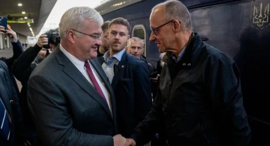 German Chancellor Merz in Kyiv with €1 billion aid package, drone production deal expected